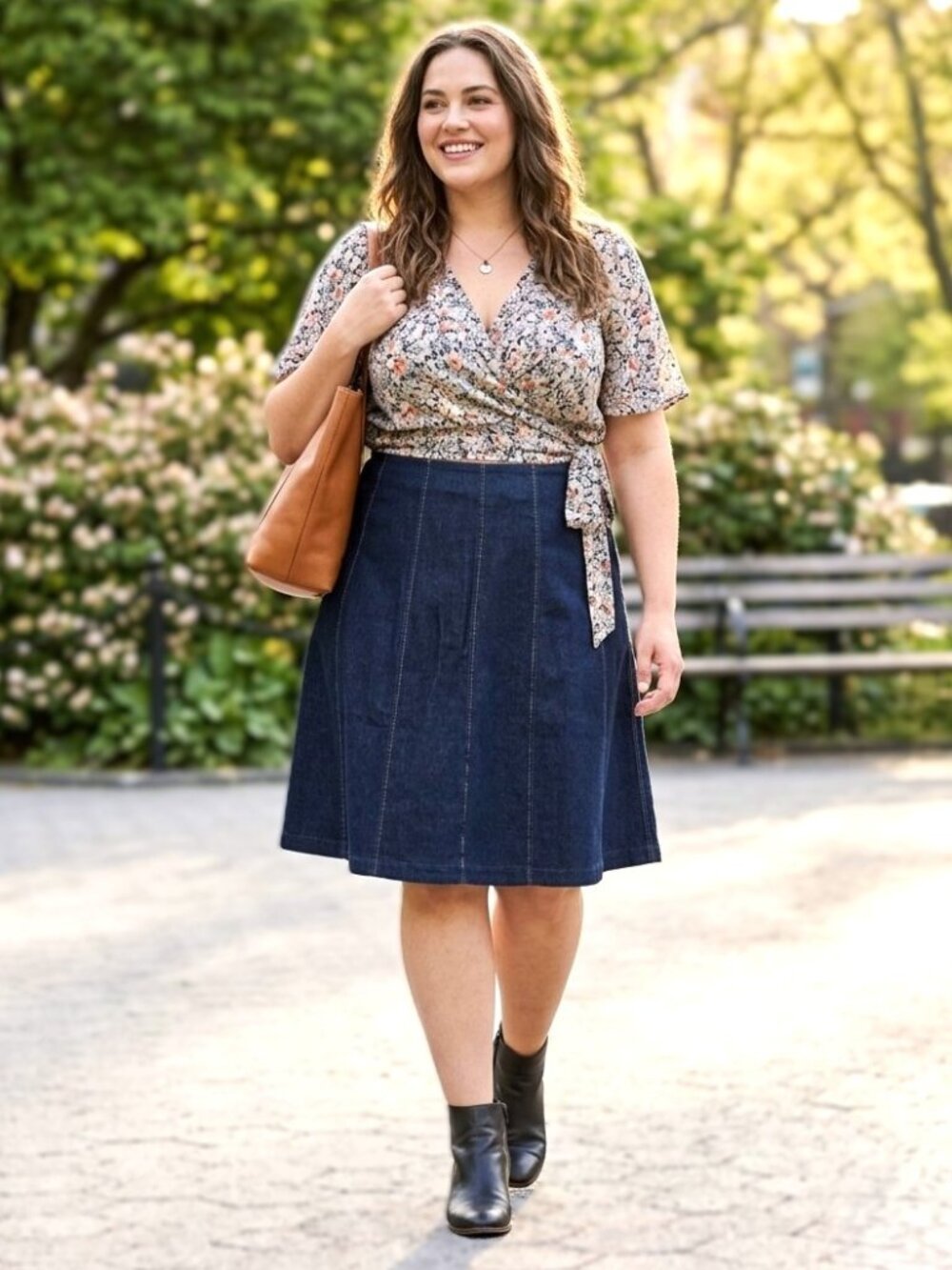 JL STUDIO FOR JESSICA LONDON Panel Denim Skirt. Plus Size 26W